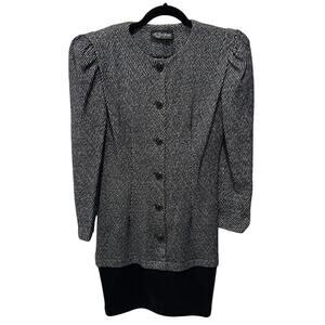 Vintage All That Jazz Striped Black/White Long Sleeve One-Piece 80's 90's Dress